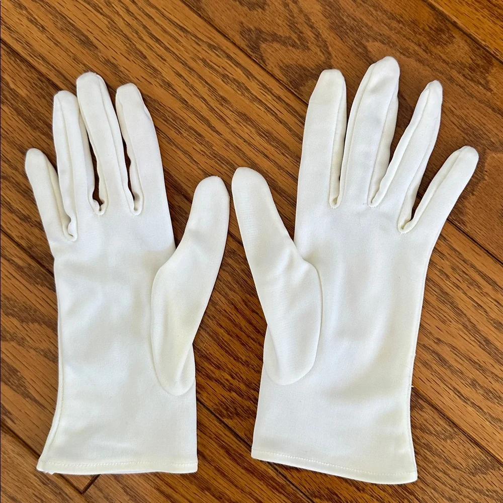 Vintage 60s White Nylon Wrist‎ Gloves